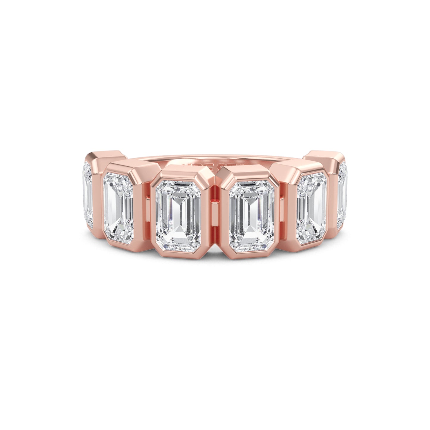 Anya Emerald cut lab grown diamond Bezel Eternity band Rose Gold ring for women - elegant and sustainable jewelry by Wenoor
