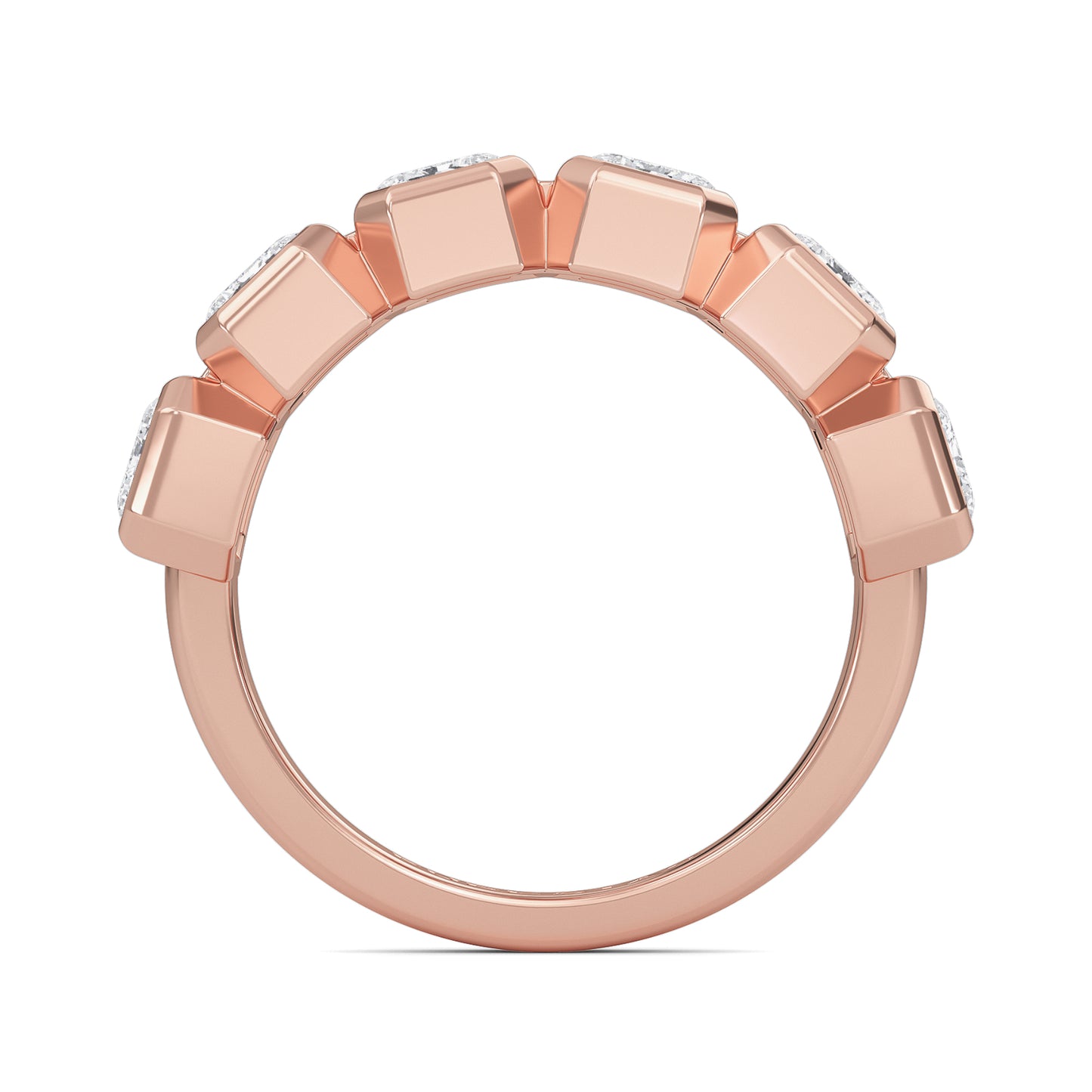 Anya Emerald cut lab grown diamond Bezel Eternity band Rose Gold ring for women - elegant and sustainable jewelry by Wenoor