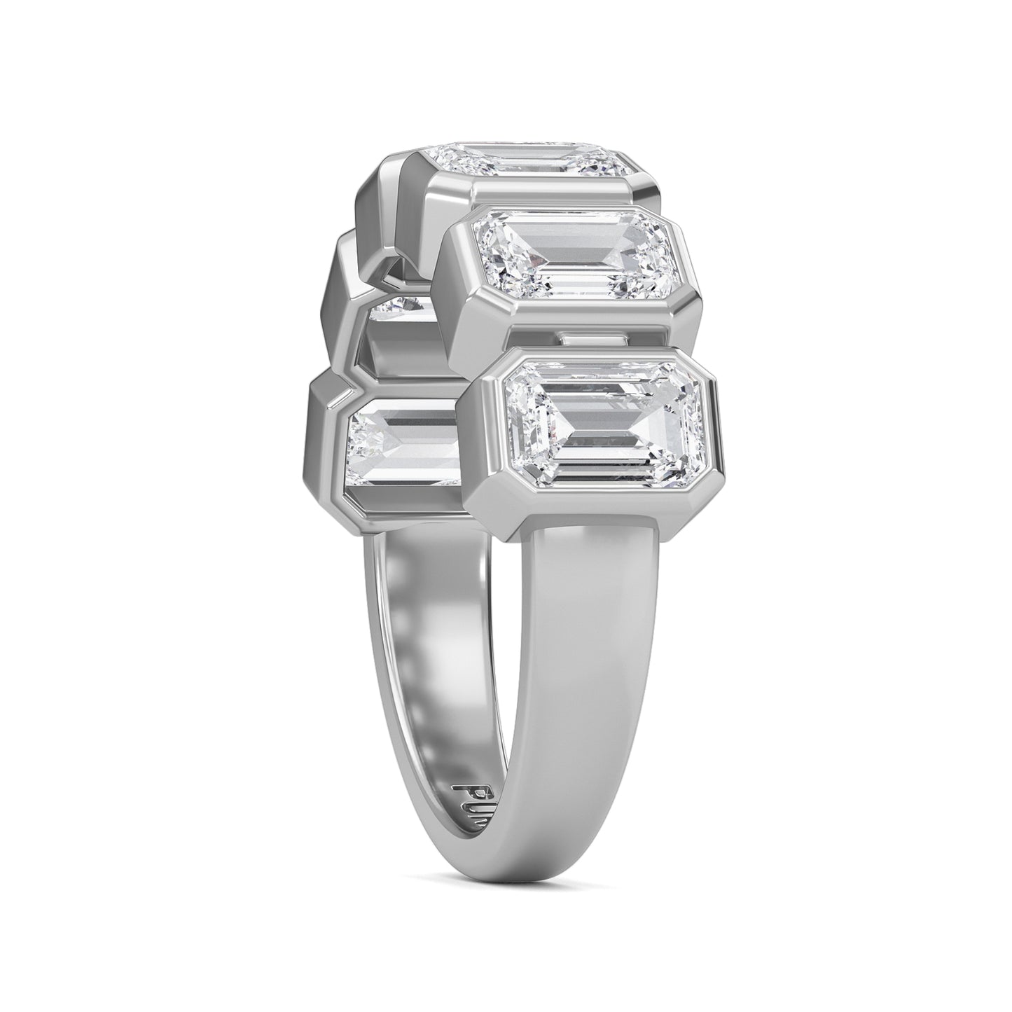 Anya Emerald cut lab grown diamond Bezel Eternity band White Gold ring for women - elegant and sustainable jewelry by Wenoor