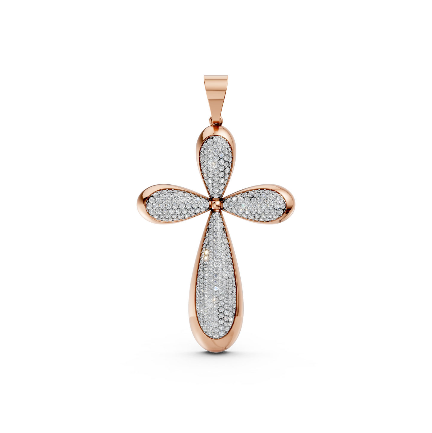 Christian lab-grown diamond Jesus cross pendant in 14K/18K Rose Gold for men and women