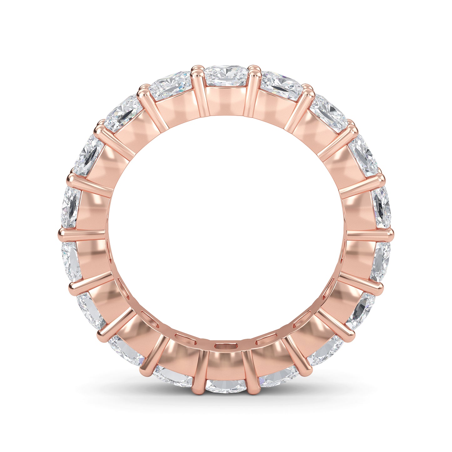 Eden Cushion cut lab grown diamond Shared Prong Eternity band Rose gold ring for women - elegant and sustainable jewelry by Wenoor