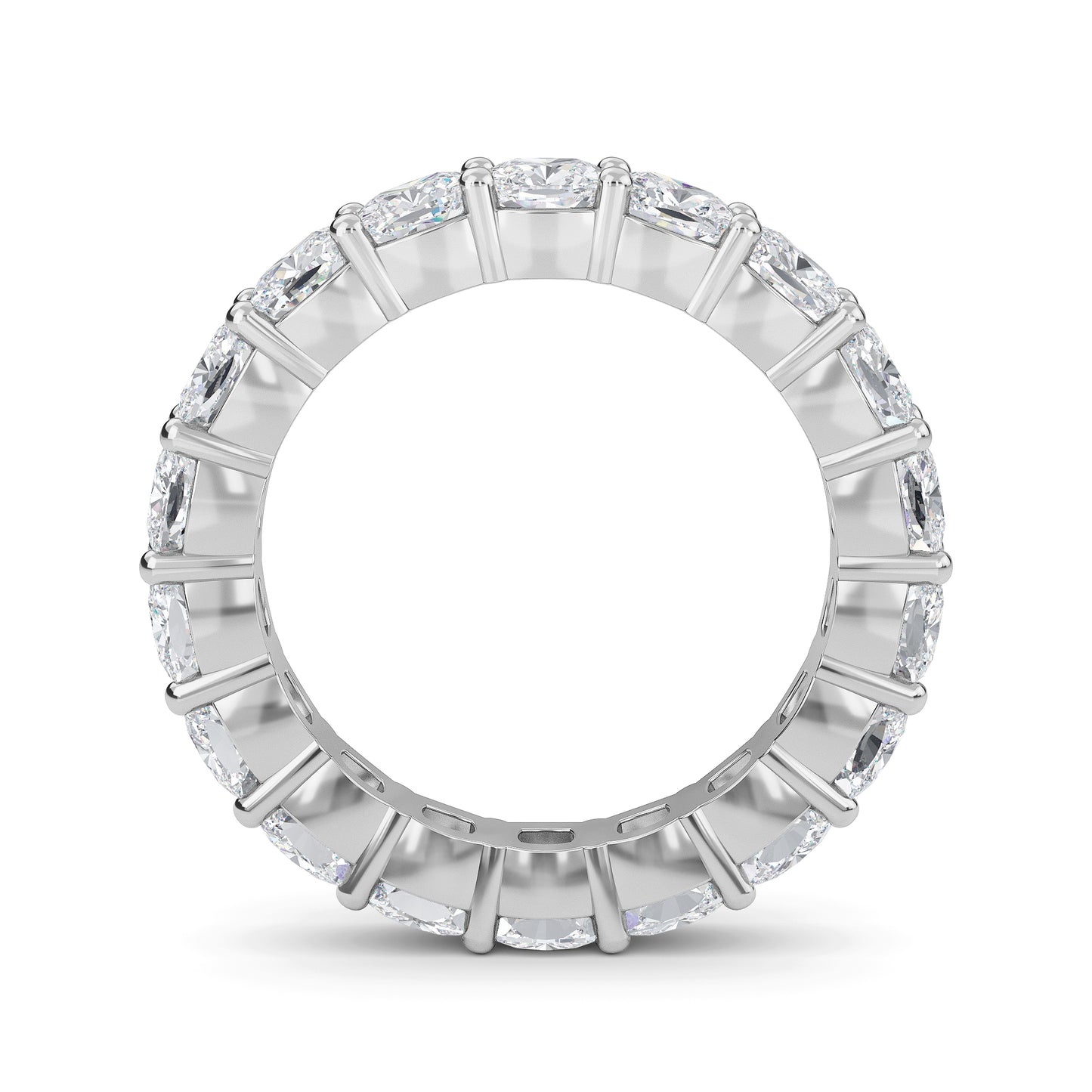 Eden Cushion cut lab grown diamond Shared Prong Eternity band White gold ring for women - elegant and sustainable jewelry by Wenoor