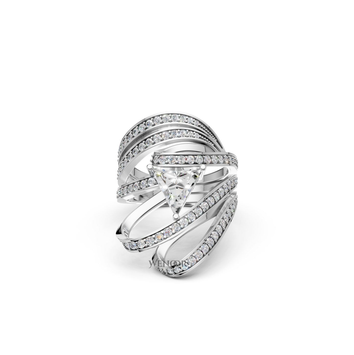 Modern Triangle Cut Lab Diamond Eternity Ring for Women - 14K White Gold