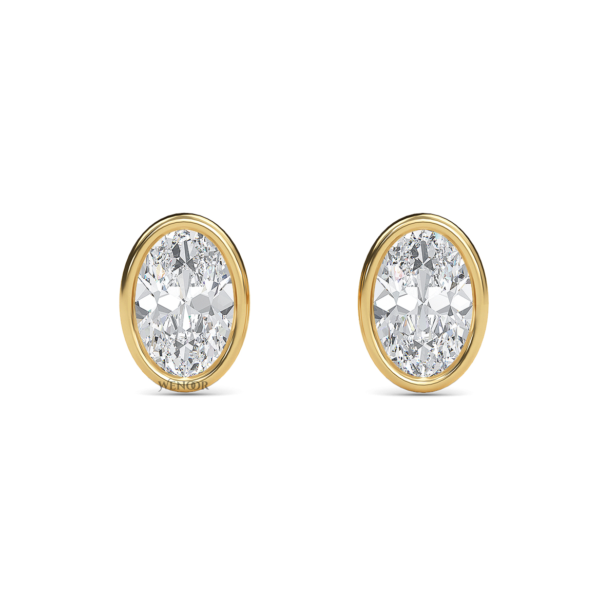 Lab Created Oval Diamond Studs – Flattering Bezel Design for Oval Face Shapes