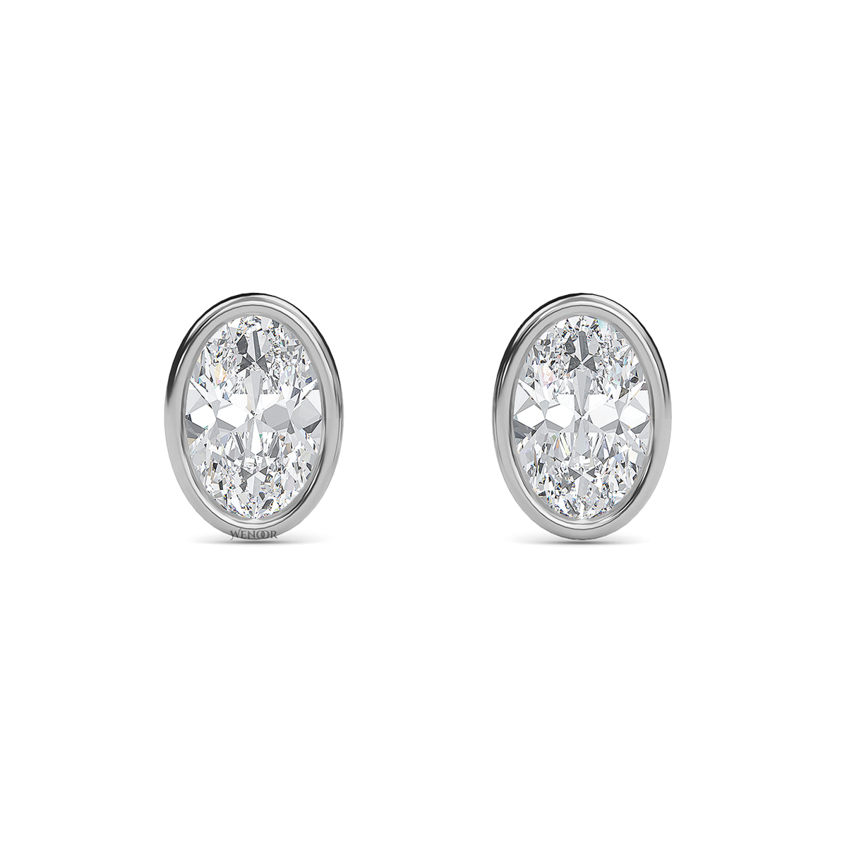 Lab Created Oval Diamond Studs – Flattering Bezel Design for Oval Face Shapes