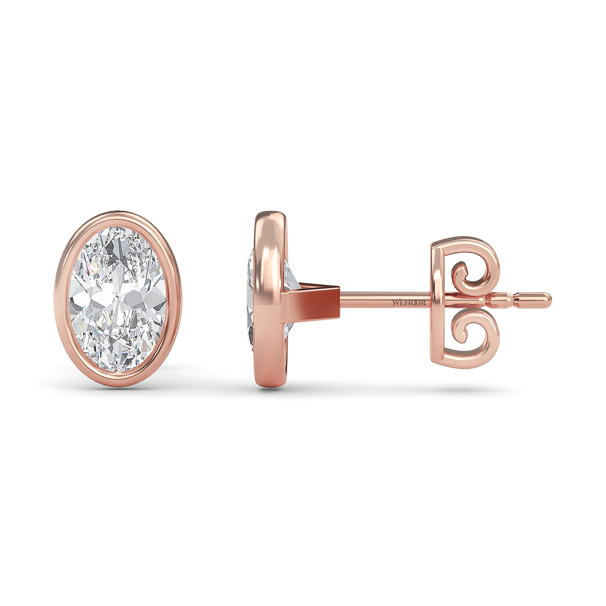 Lab Created Oval Diamond Studs – Flattering Bezel Design for Oval Face Shapes