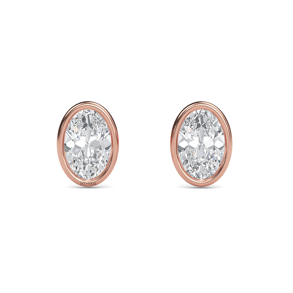 Lab Created Oval Diamond Studs – Flattering Bezel Design for Oval Face Shapes