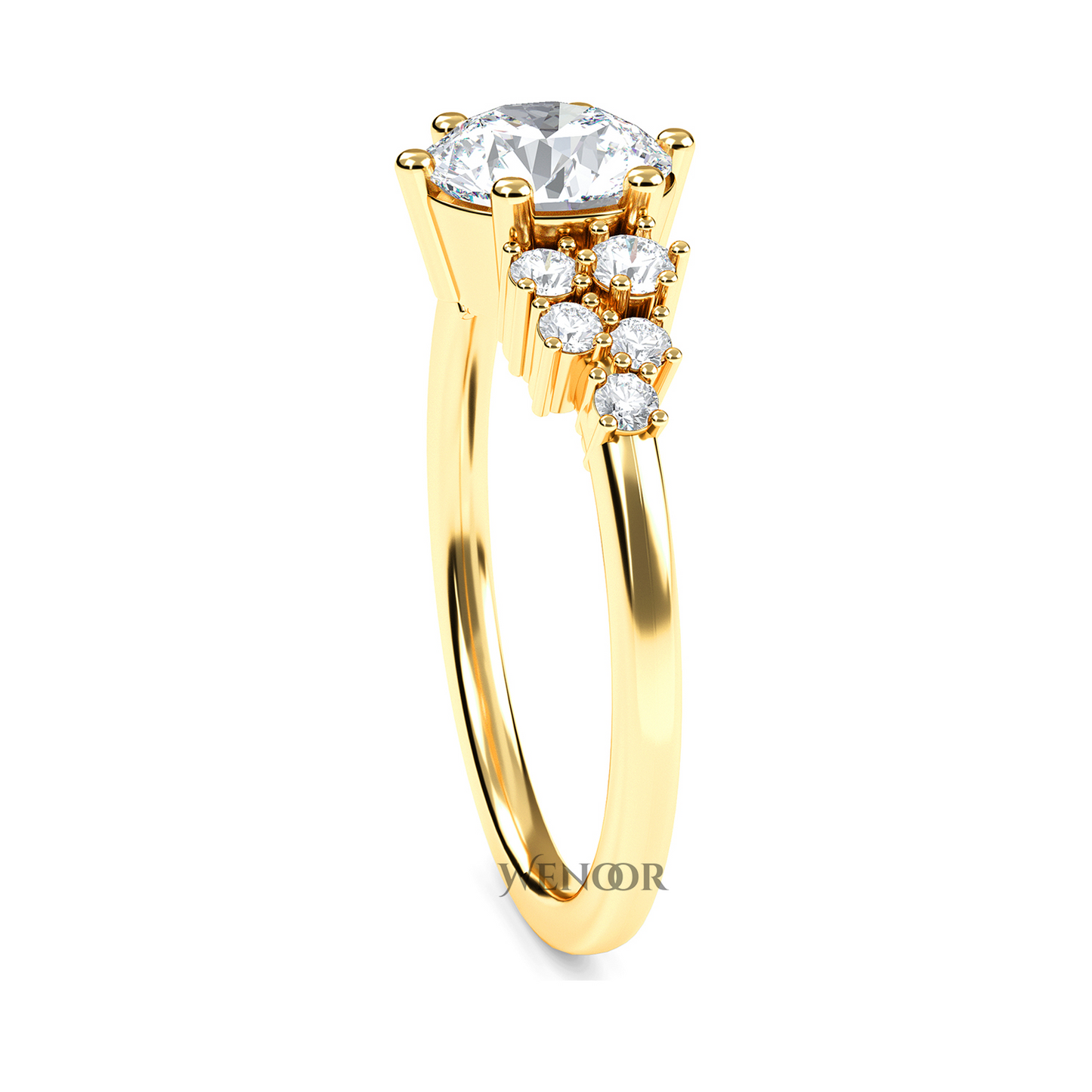 Women’s wedding band with round brilliant lab diamonds set–dainty stackable ring