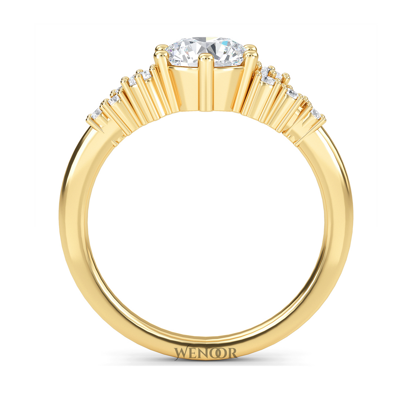 Women’s wedding band with round brilliant lab diamonds set–dainty stackable ring