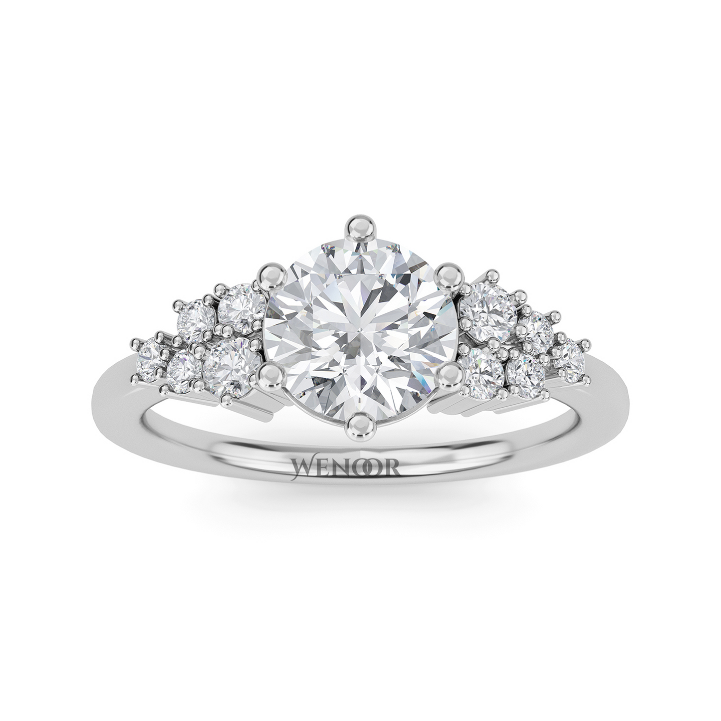 Women’s wedding band with round brilliant lab diamonds set–dainty stackable ring