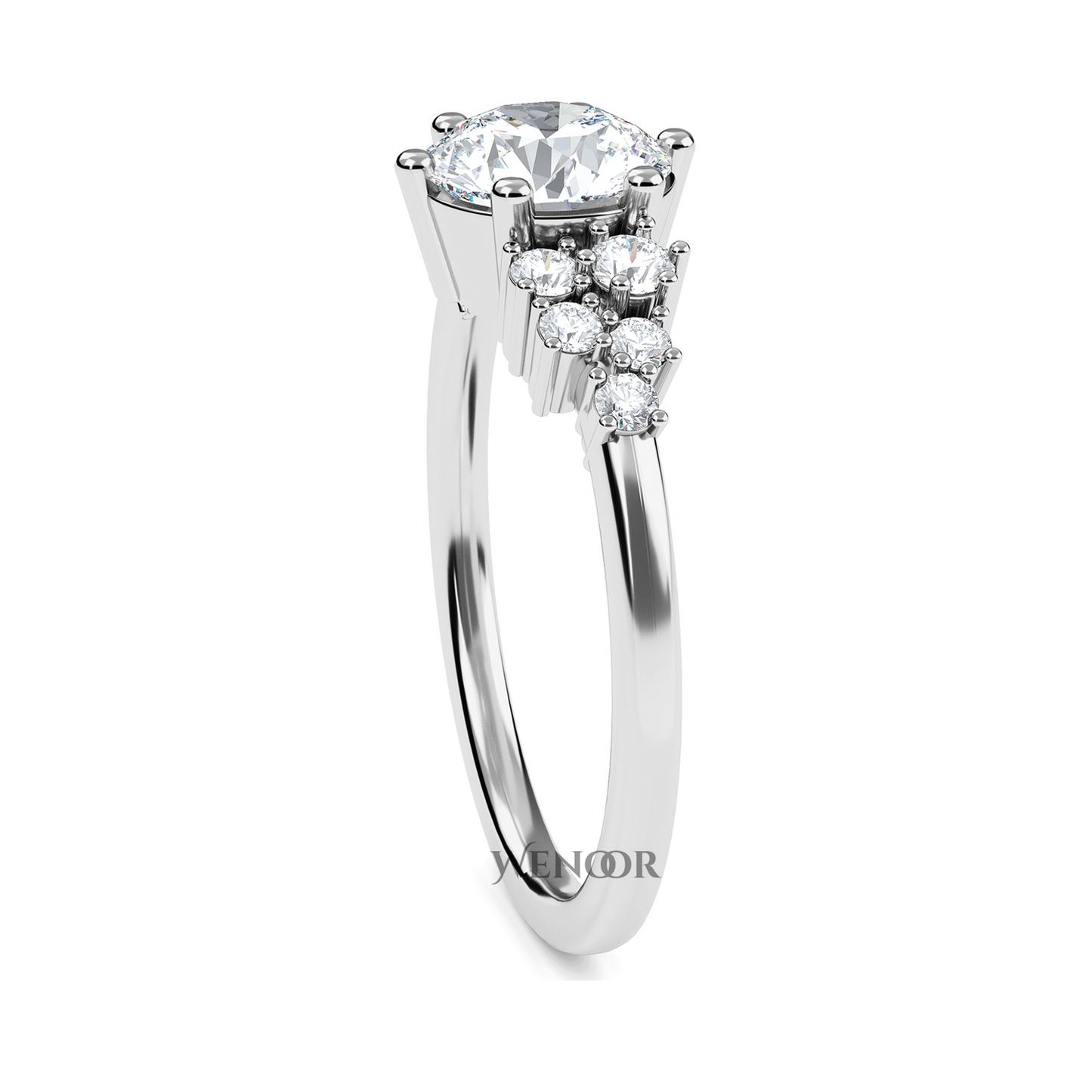 Women’s wedding band with round brilliant lab diamonds set–dainty stackable ring