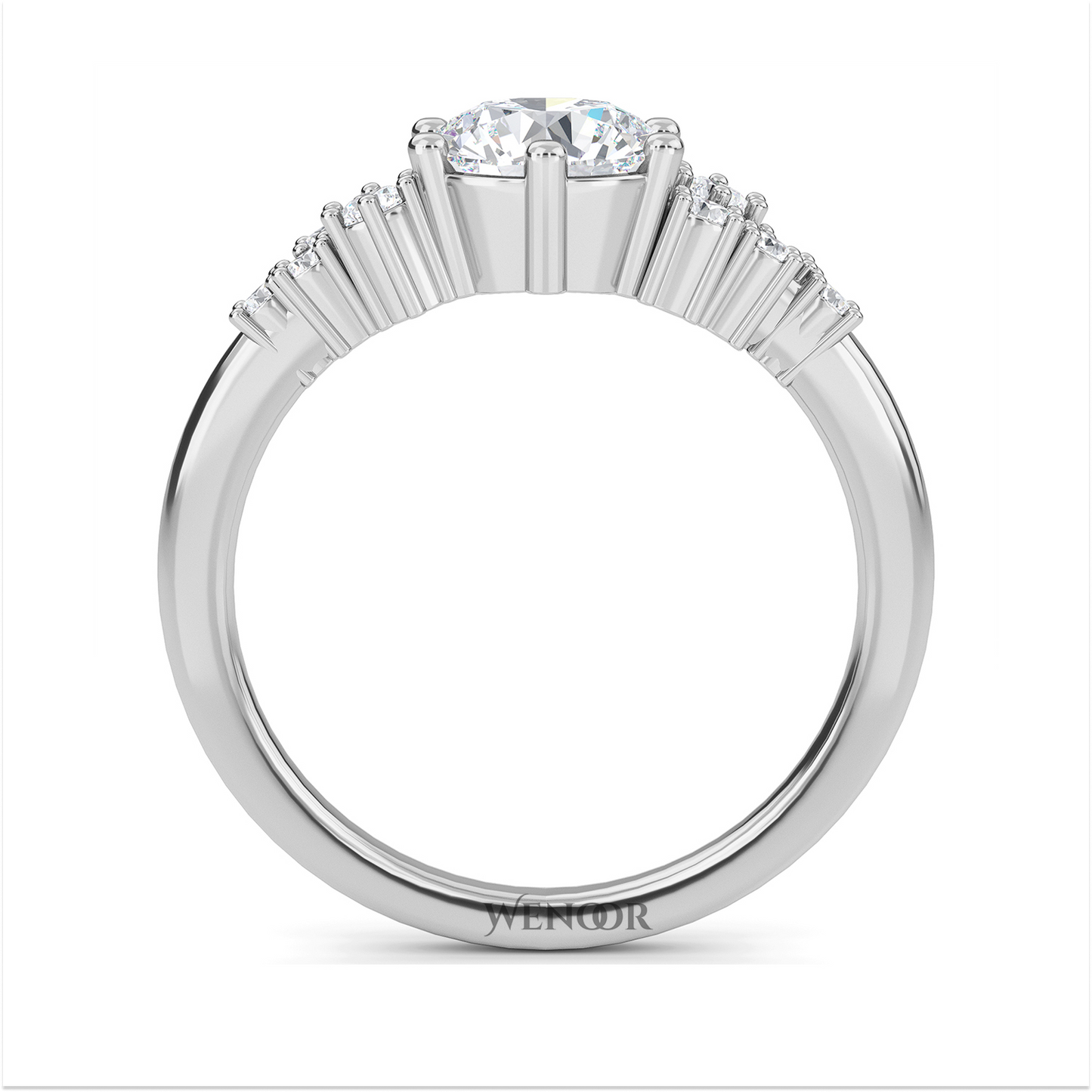 Women’s wedding band with round brilliant lab diamonds set–dainty stackable ring