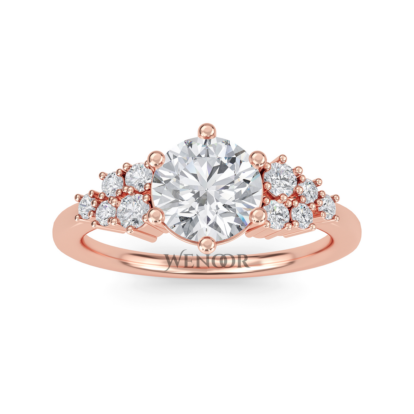 Women’s wedding band with round brilliant lab diamonds set–dainty stackable ring