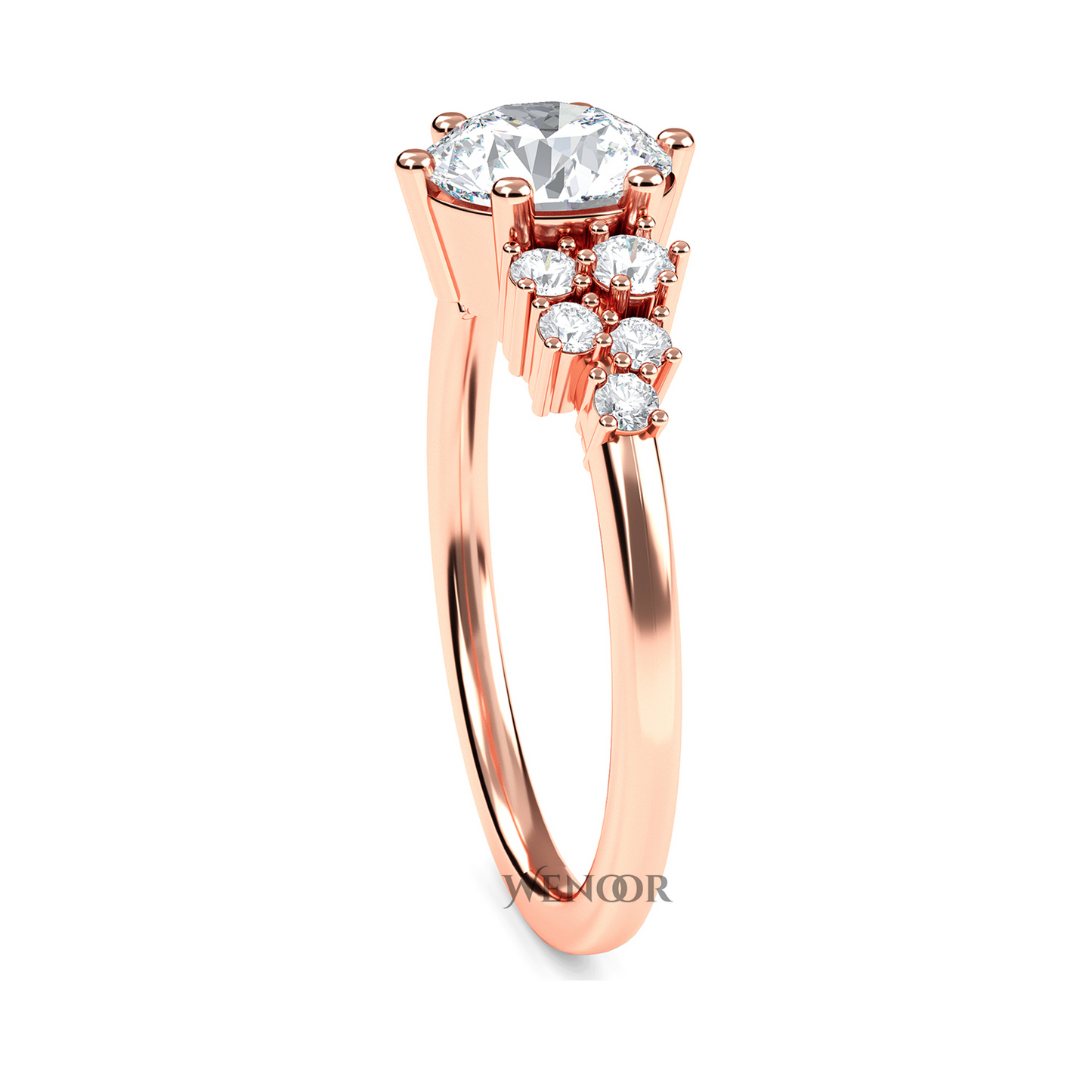 Women’s wedding band with round brilliant lab diamonds set–dainty stackable ring
