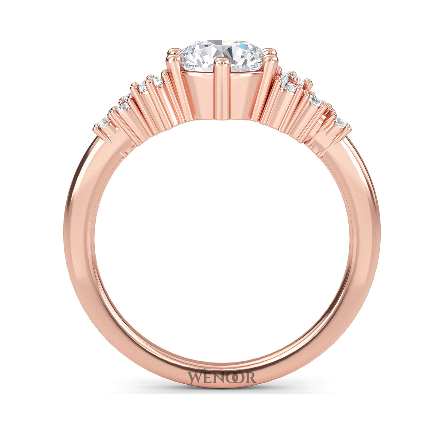 Women’s wedding band with round brilliant lab diamonds set–dainty stackable ring