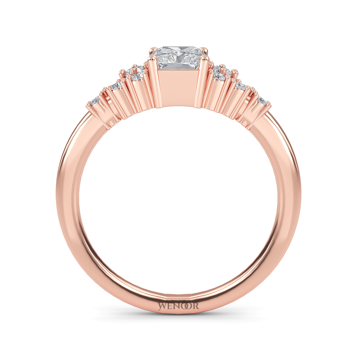 Sparkling Elongated Radiant Cut Diamond Ring Luxury Lab Created