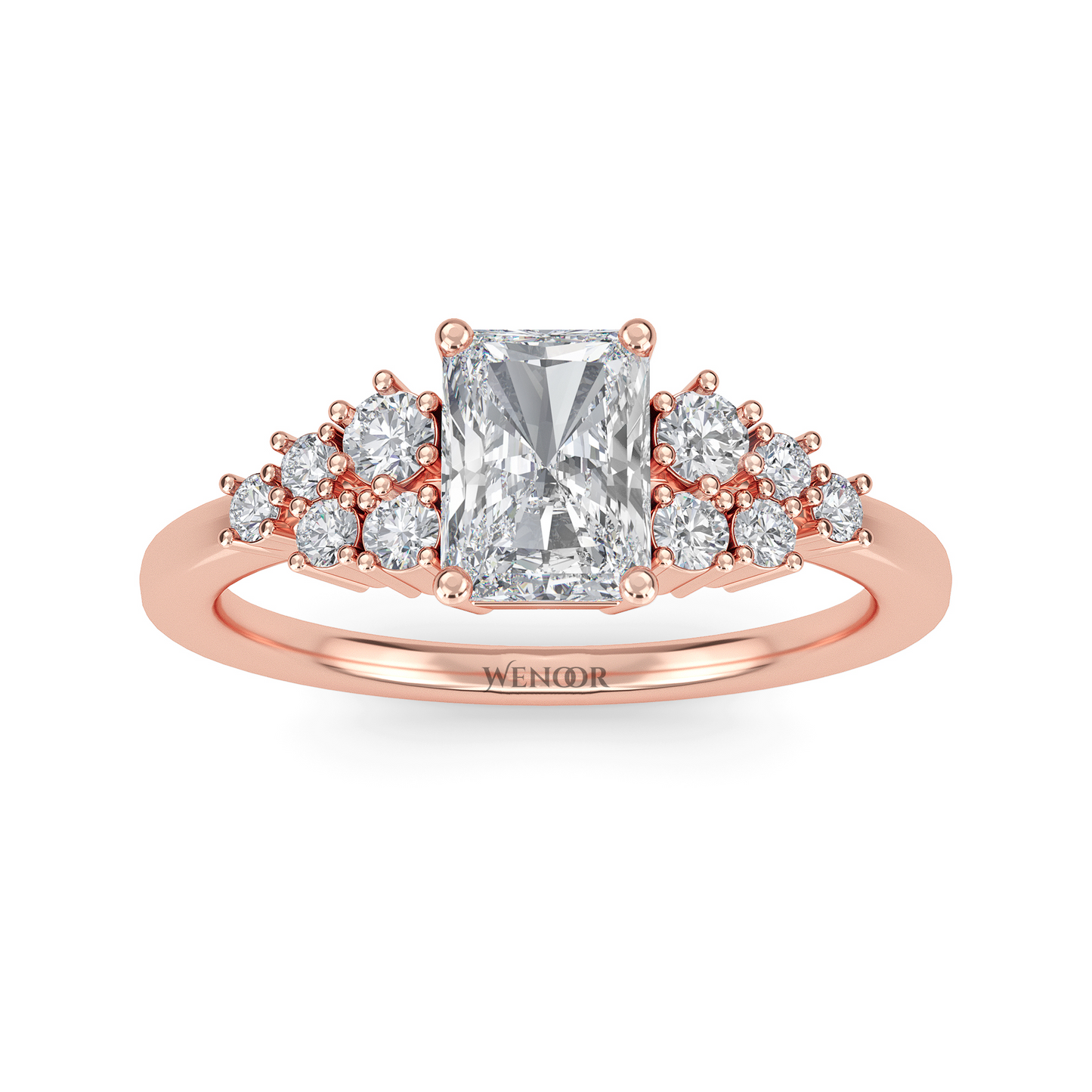 Sparkling Elongated Radiant Cut Diamond Ring Luxury Lab Created