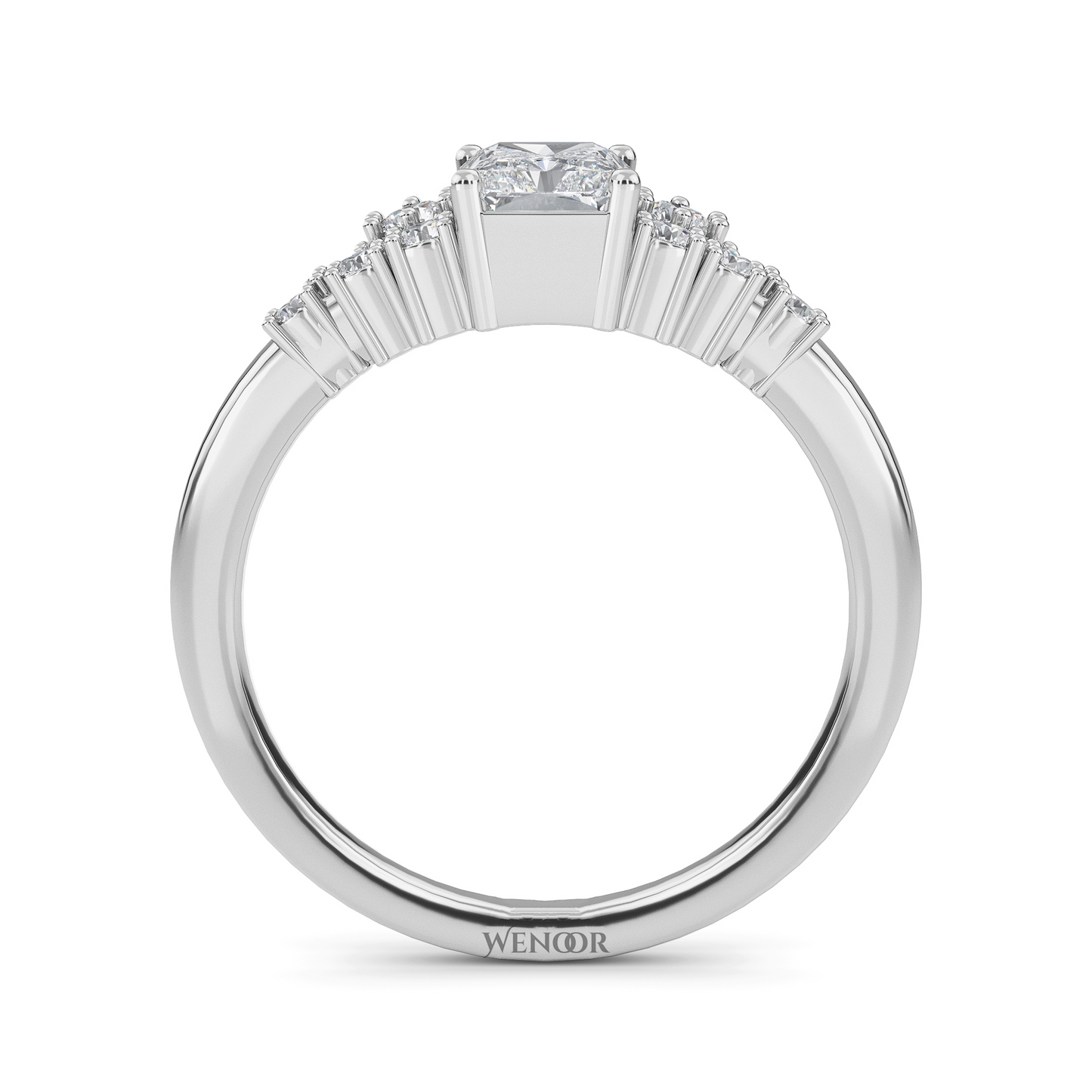 Sparkling Elongated Radiant Cut Diamond Ring Luxury Lab Created