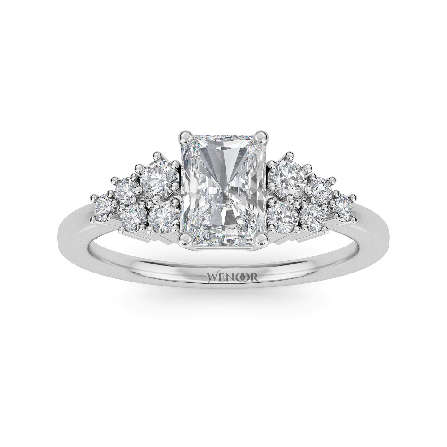 Sparkling Elongated Radiant Cut Diamond Ring Luxury Lab Created