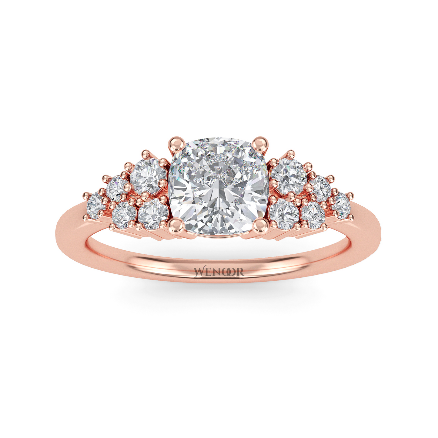 Unique east west emerald cut diamond ring with a geometric white yellow rose gold band for emerald cut diamond accent style ring