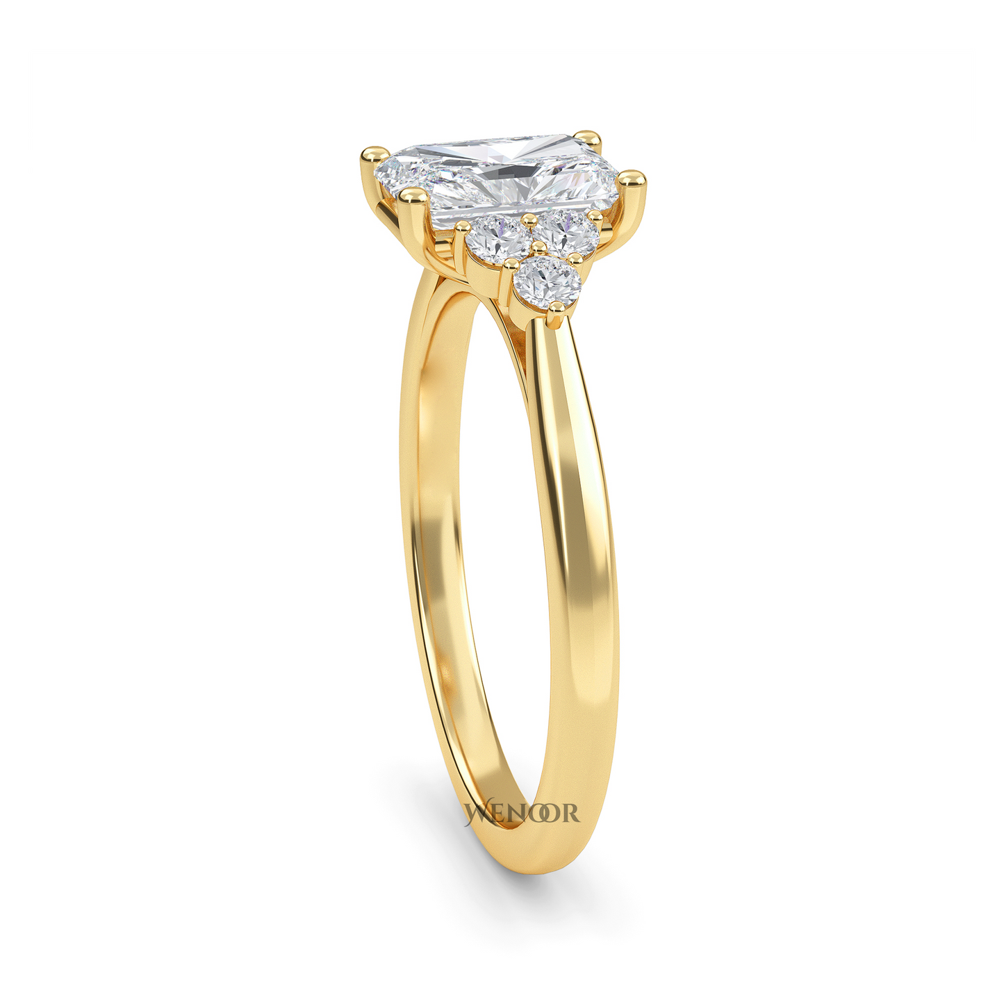 Radiant yellow gold engagement ring