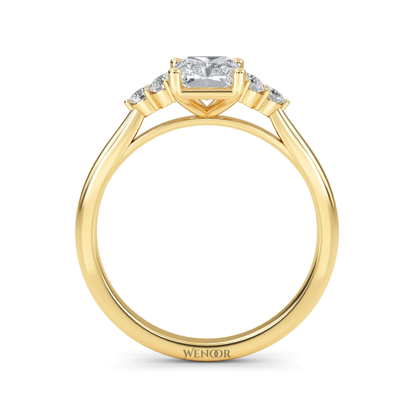 Radiant yellow gold engagement ring