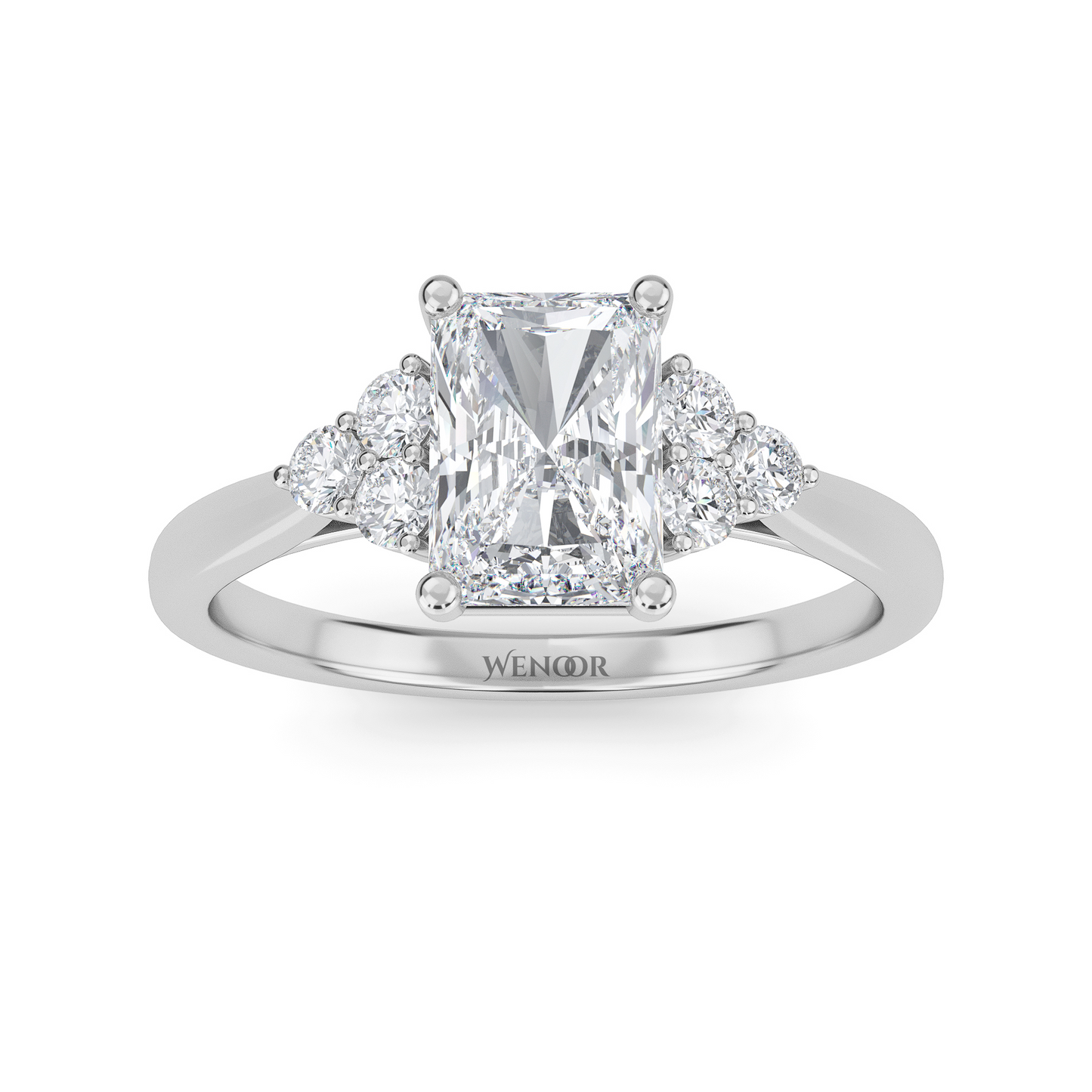 Radiant white gold engagement ring