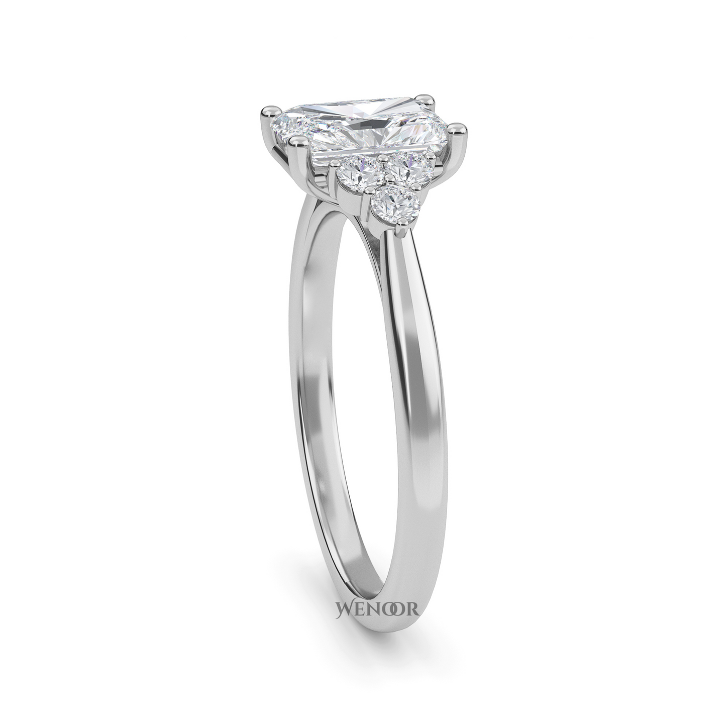 Radiant white gold engagement ring