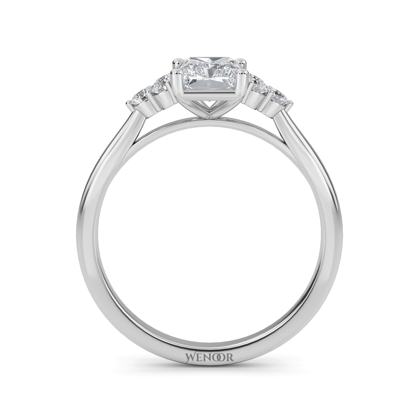 Radiant white gold engagement ring