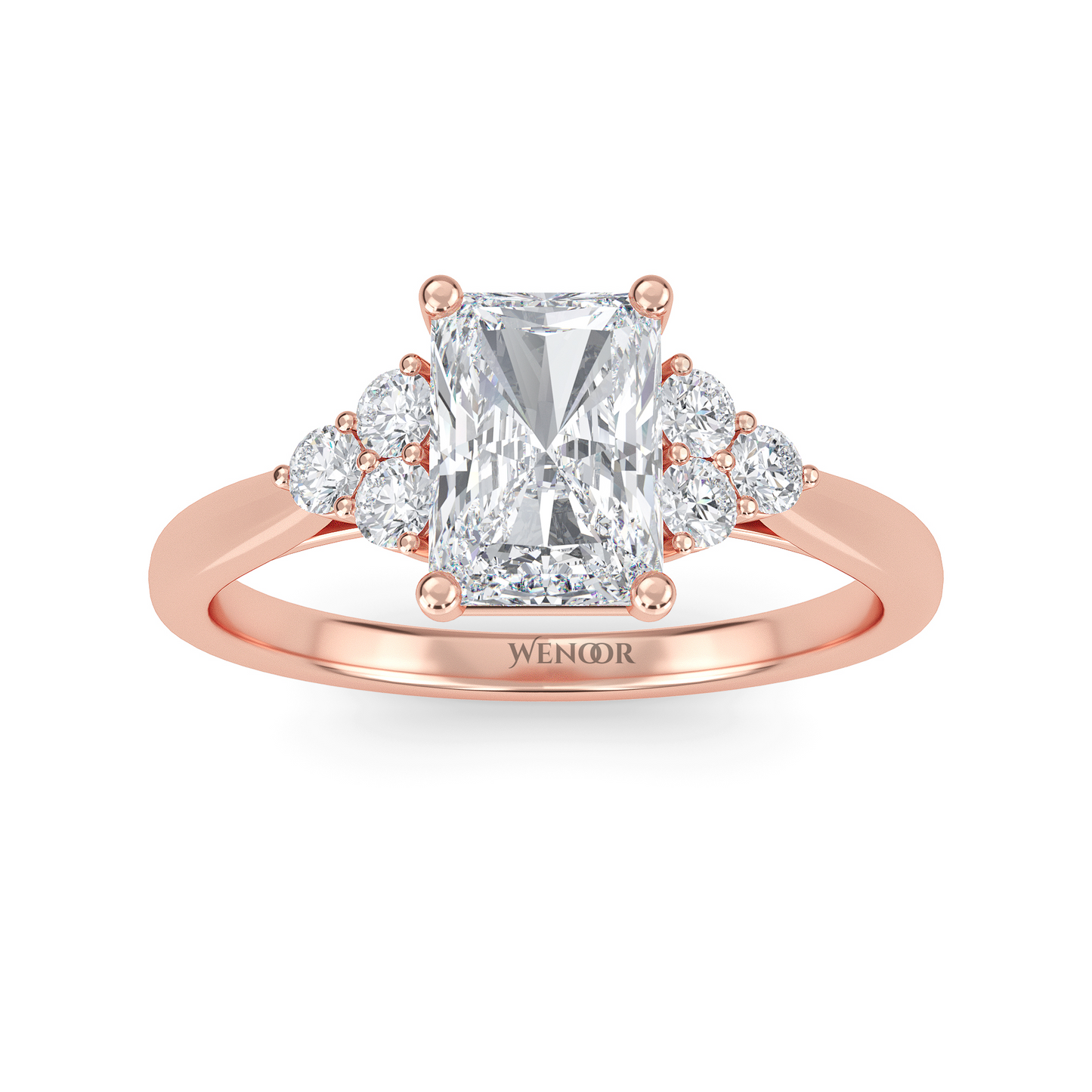 Radiant rose gold engagement ring