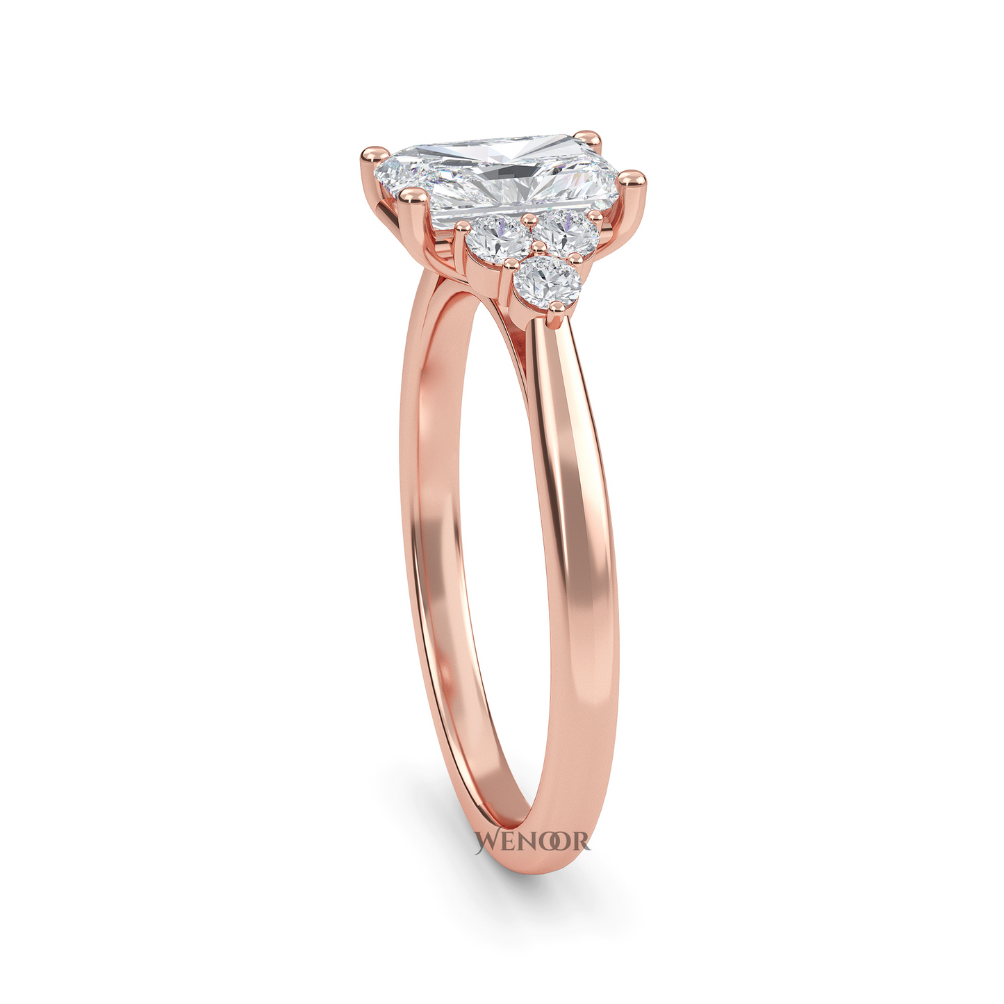 Radiant rose gold engagement ring