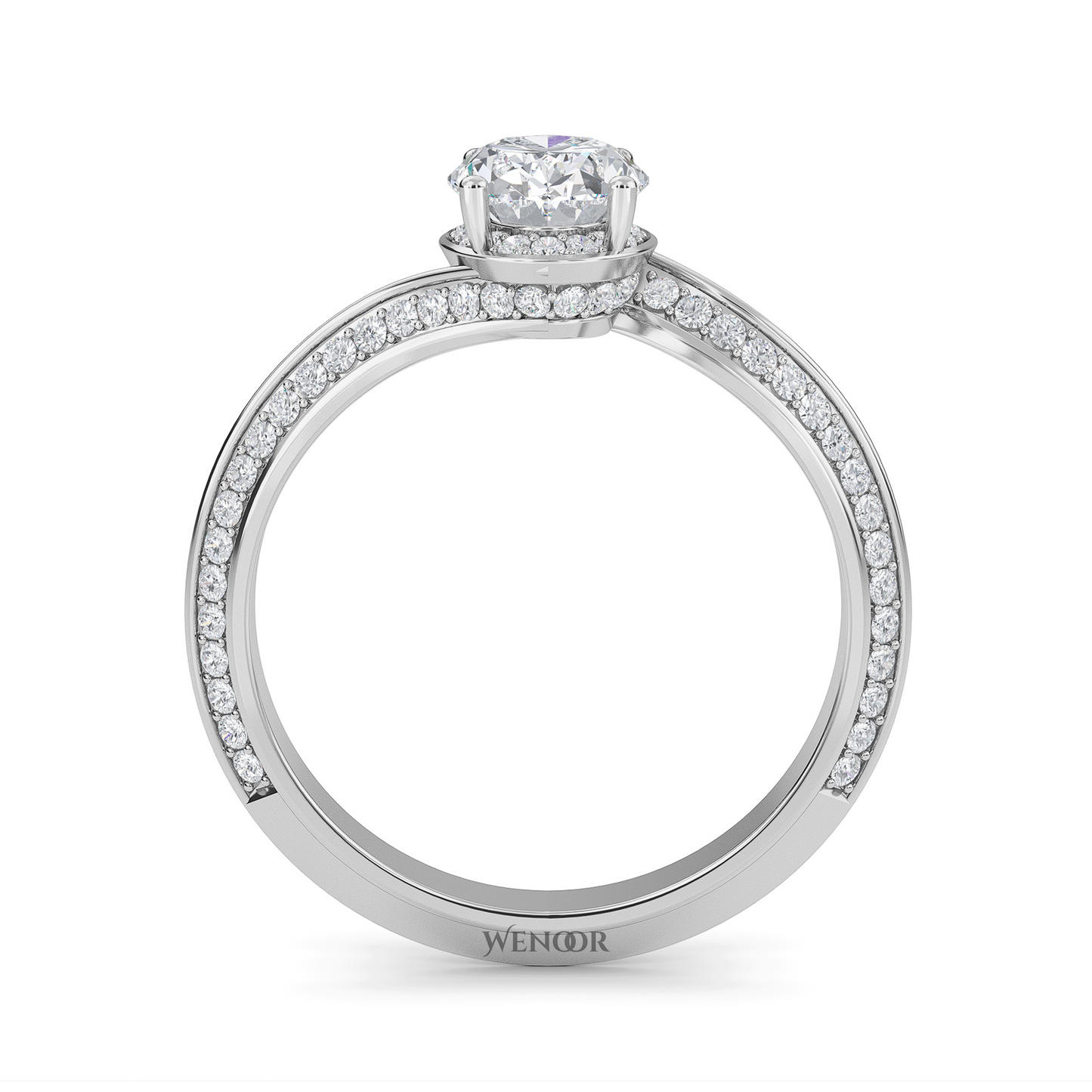 Close up of sparkling oval lab-created diamond in luxurious 10k ,14k, 18K gold setting At Wenoor
