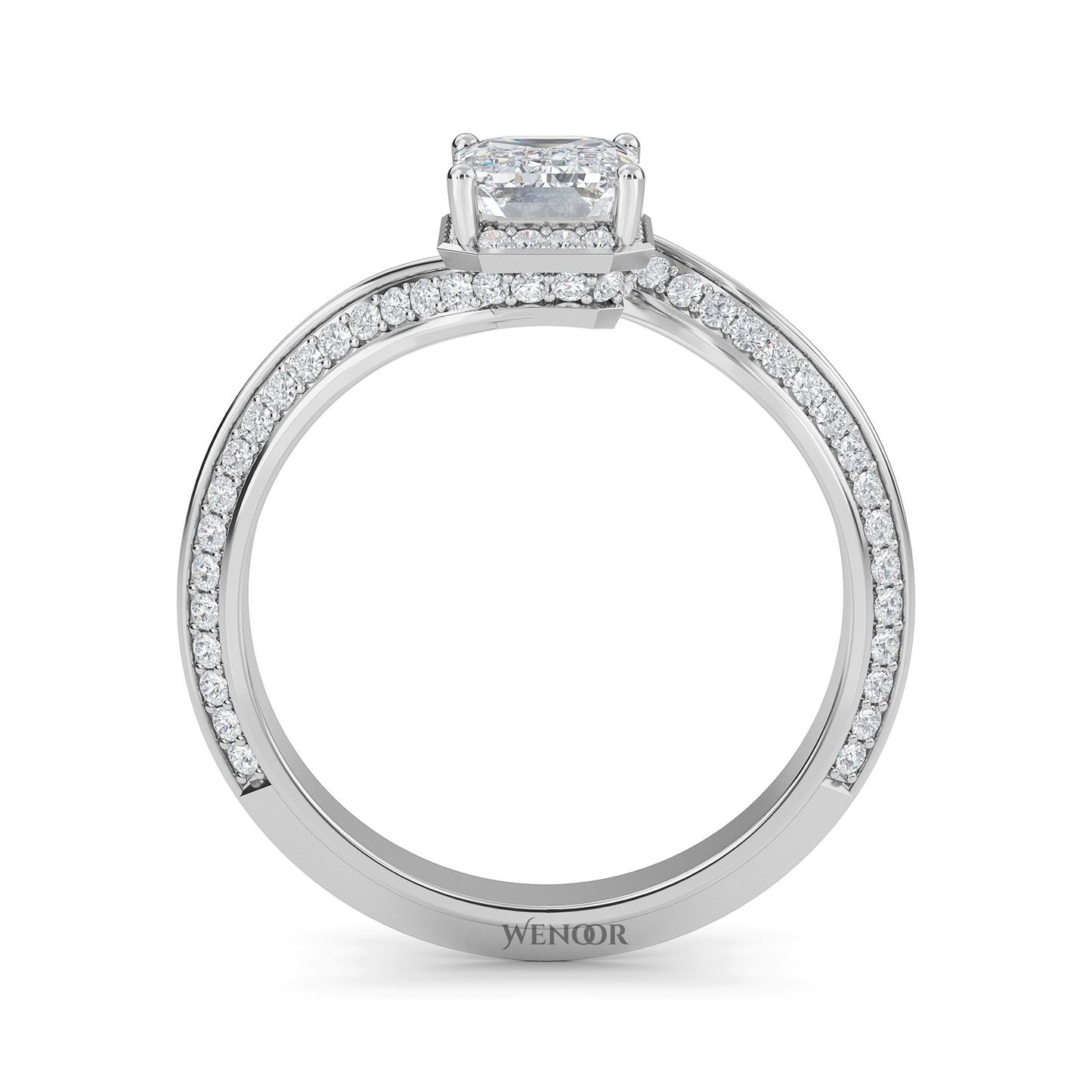 Emerald cut lab grown diamond engagement ring in 10K, 14K, 18K White Gold