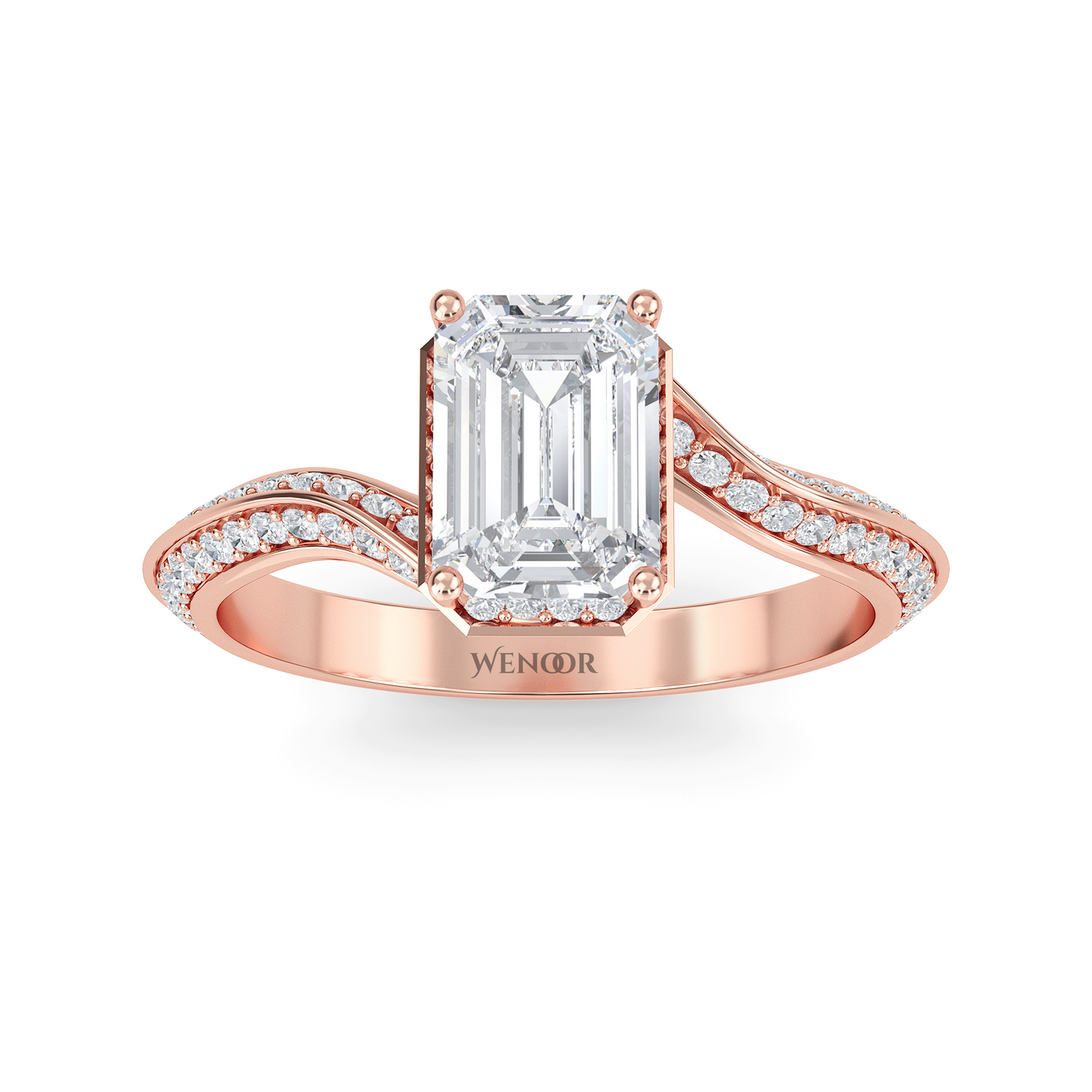 Emerald Cut Lab Grown Diamond Engagement Ring In Rose Gold