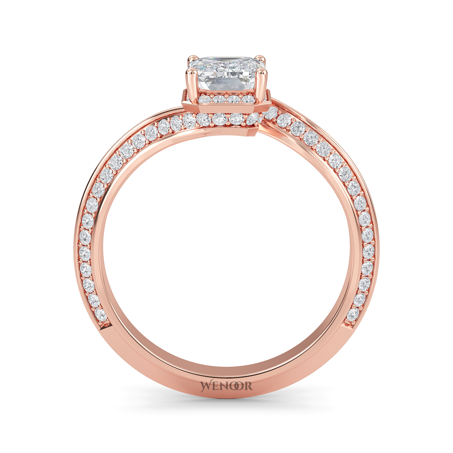 Emerald Cut Lab Grown Diamond Engagement Ring In Rose Gold