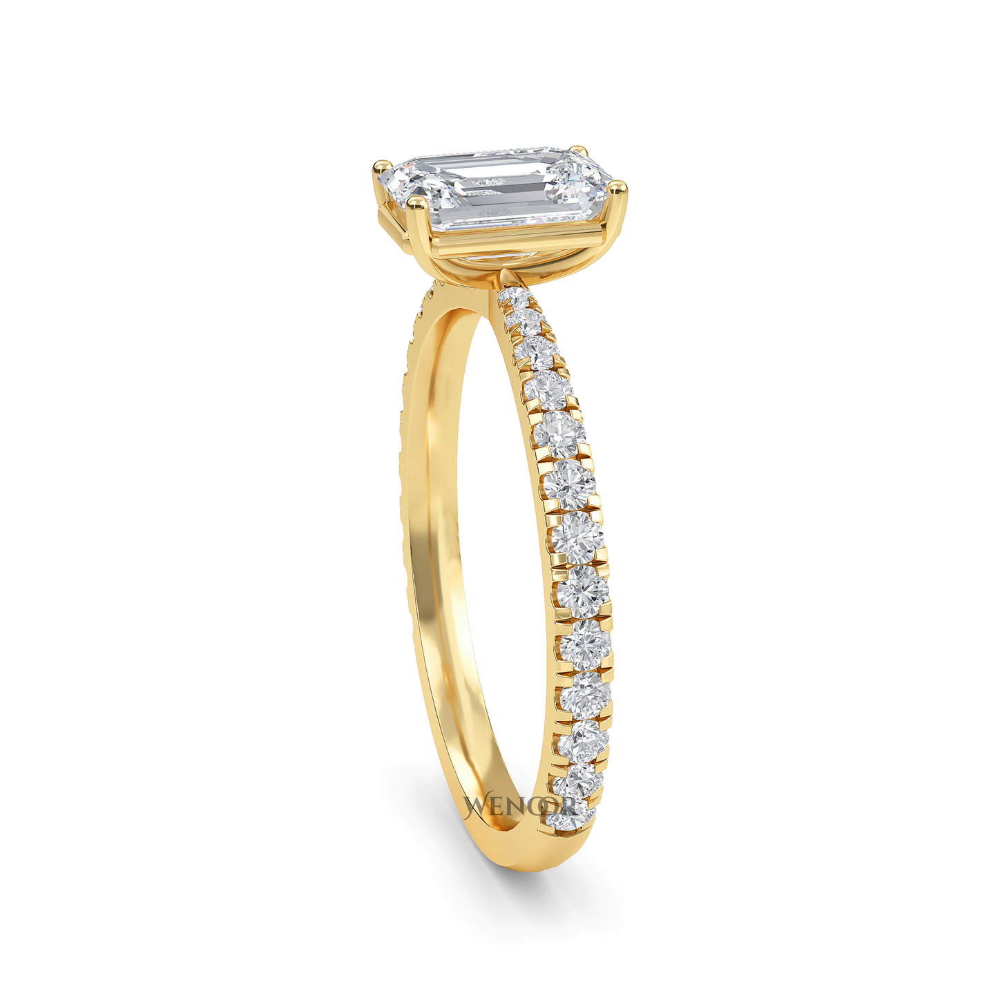 At Wenoor Emerald Cut Lab Grown Diamond Ring – 2ct Ethical Solitaire in Gold | Sustainable Luxury