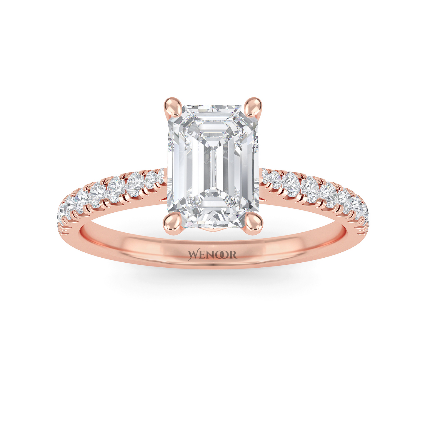 Kaylee Emerald Cut Lab Grown Diamond Accent Style Ring