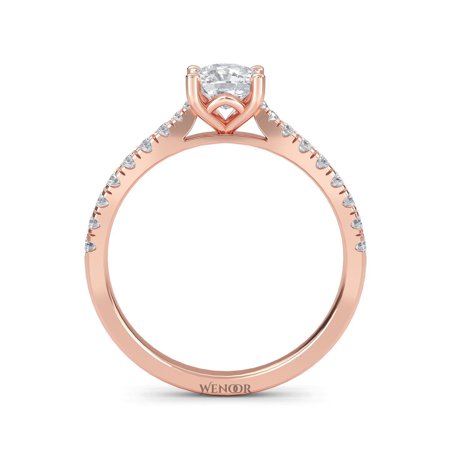 Romantic cushion cut lab diamond engagement ring with accent style