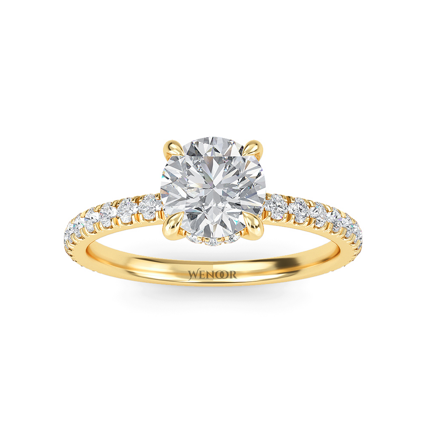 Women's round cut lab created diamond ring with hidden halo