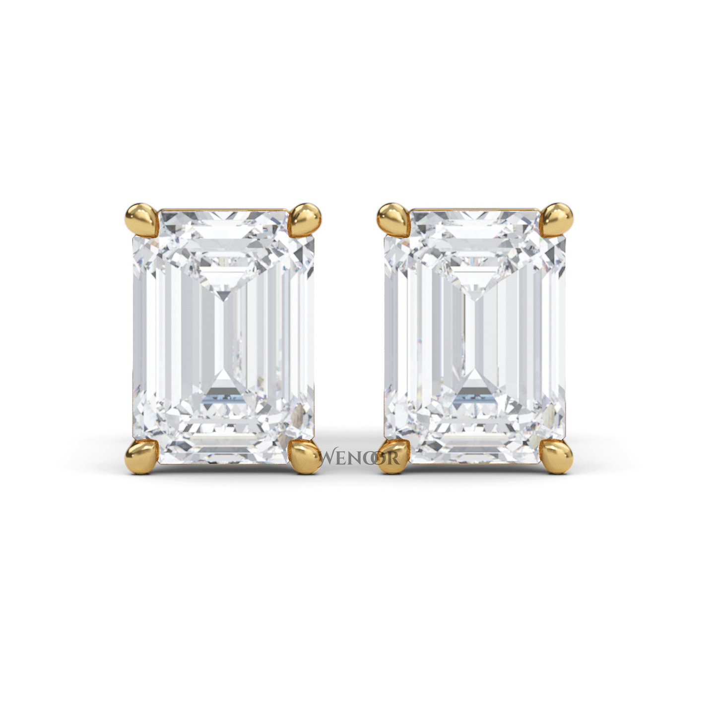 Luxury emerald cut lab diamond stud earrings with a sleek solitaire setting for timeless appeal.