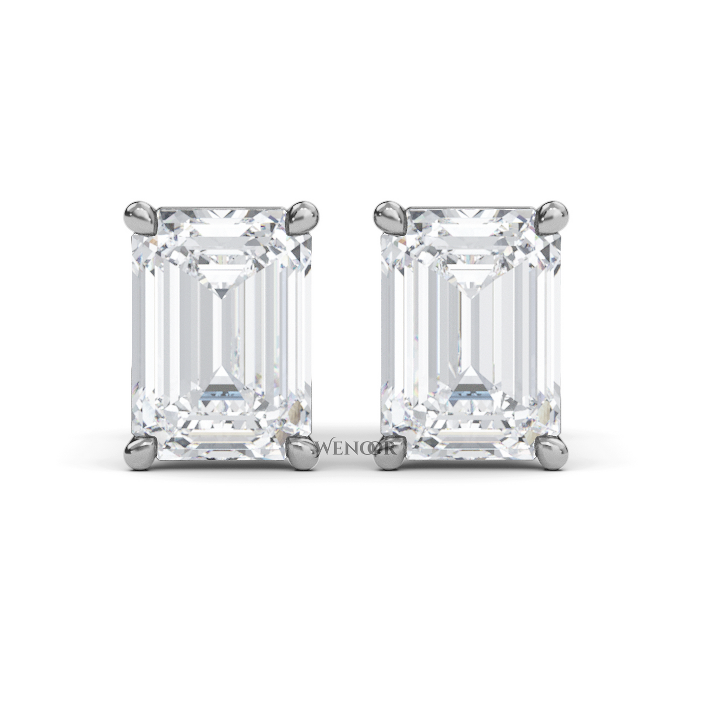 Luxury emerald cut lab diamond stud earrings with a sleek solitaire setting for timeless appeal.