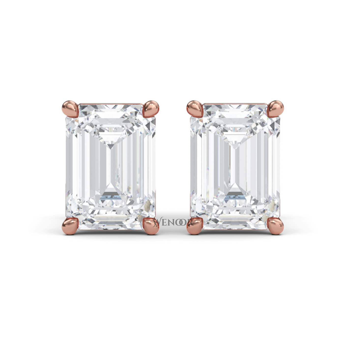Luxury emerald cut lab diamond stud earrings with a sleek solitaire setting for timeless appeal.