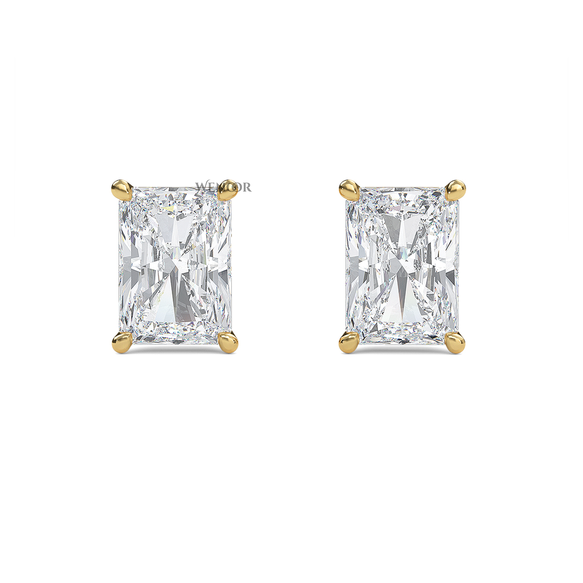 Radiant Cut Lab Grown Diamond Stud Earrings in 14K Gold - Conflict Free, Brilliance for Everyday Wear.