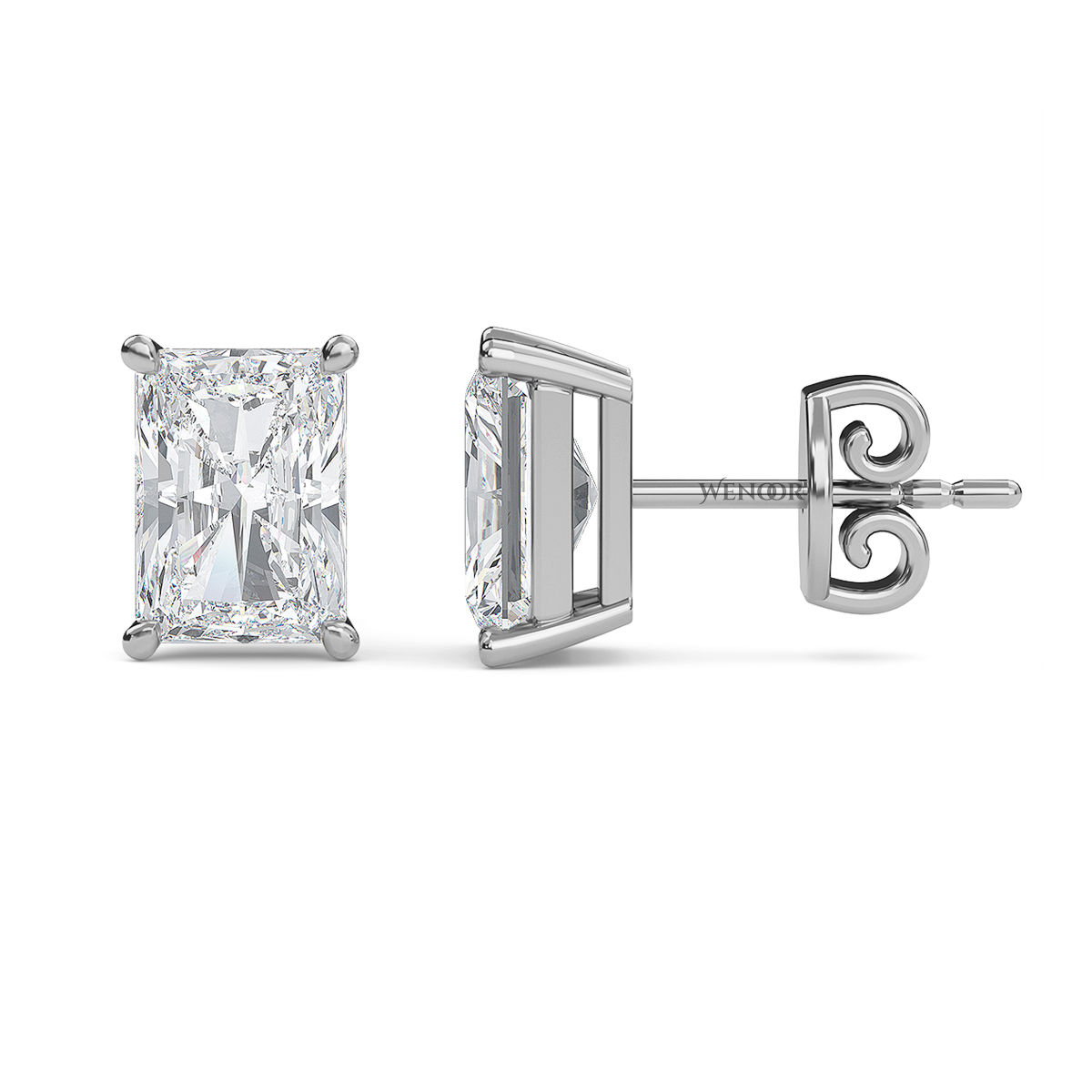 Radiant Cut Lab Grown Diamond Stud Earrings in 14K Gold - Conflict Free, Brilliance for Everyday Wear.
