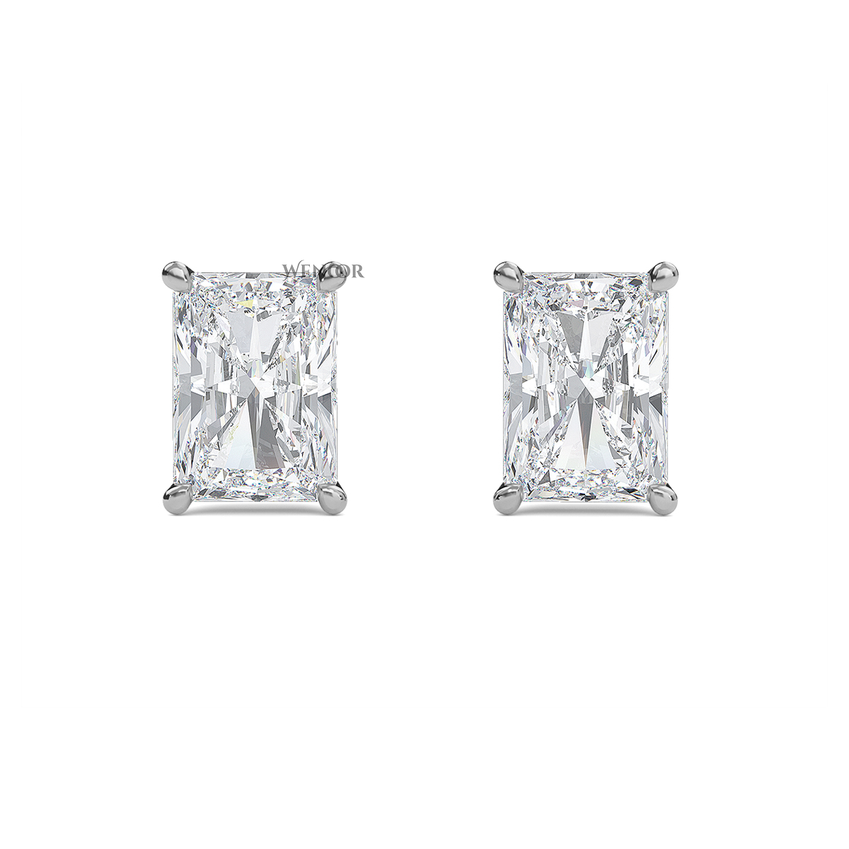 Radiant Cut Lab Grown Diamond Stud Earrings in 14K Gold - Conflict Free, Brilliance for Everyday Wear.