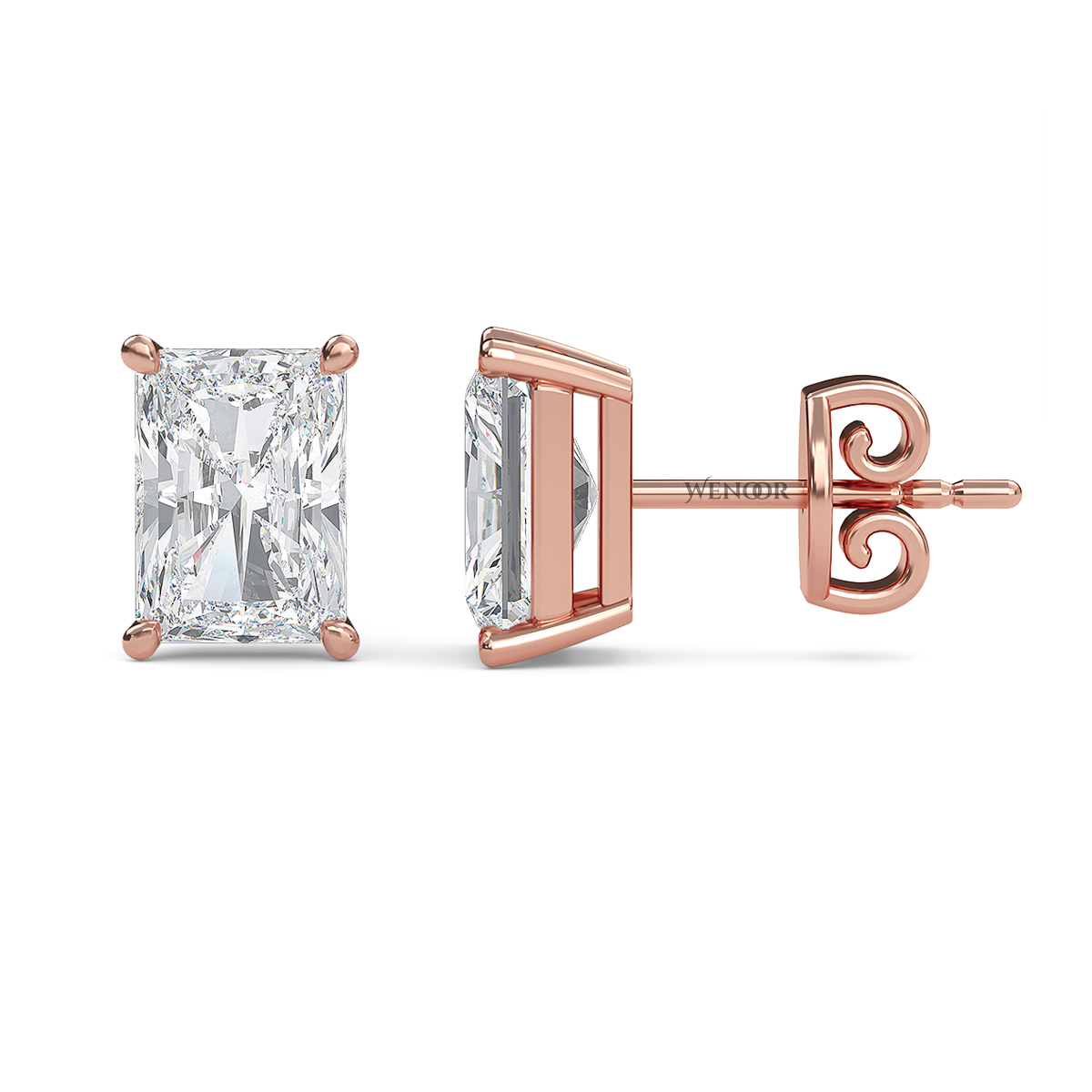 Radiant Cut Lab Grown Diamond Stud Earrings in 14K Gold - Conflict Free, Brilliance for Everyday Wear.