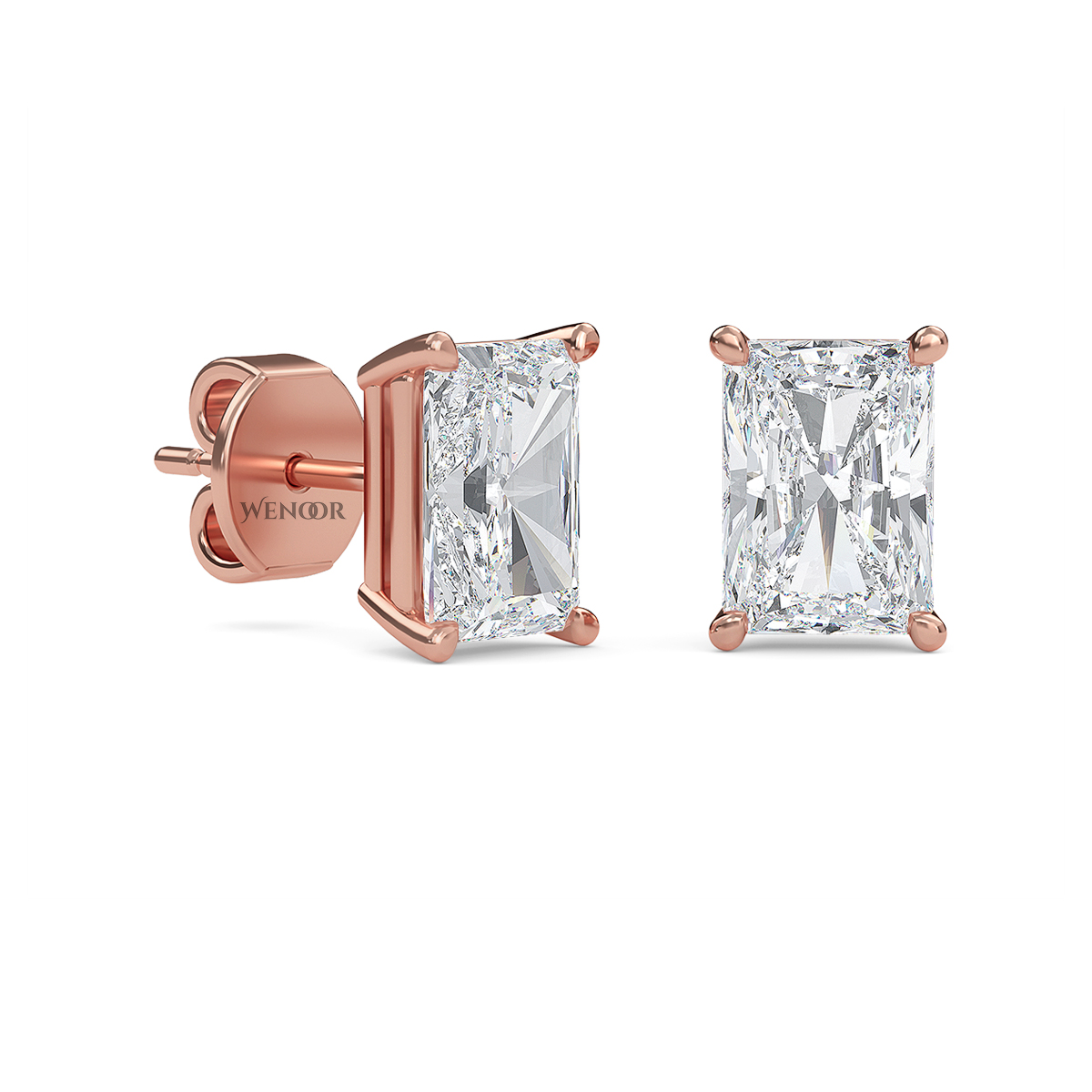 Radiant Cut Lab Grown Diamond Stud Earrings in 14K Gold - Conflict Free, Brilliance for Everyday Wear.