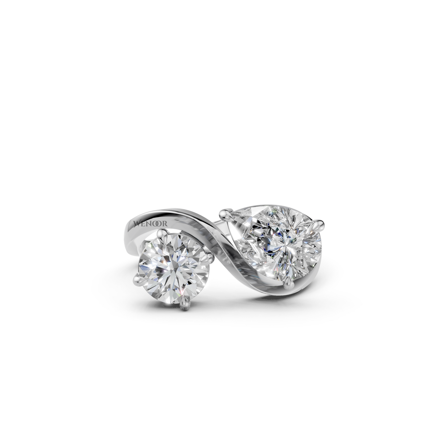 Toi et Moi Engagement Ring with Round Brilliant & Pear Cut Lab Grown Diamonds