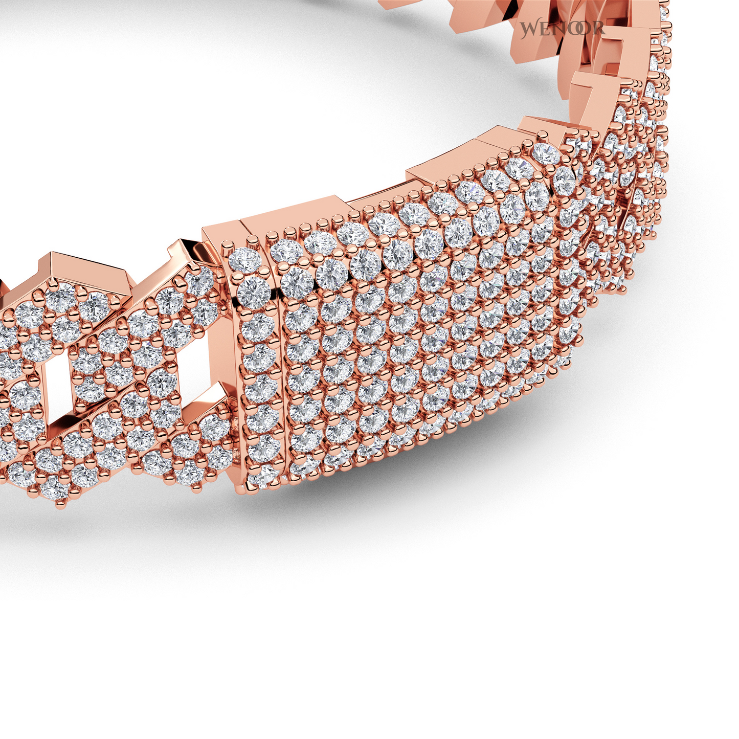 14K solid gold Miami Cuban link bracelet with lab diamonds, sparkling stones for luxurious unisex jewelry
