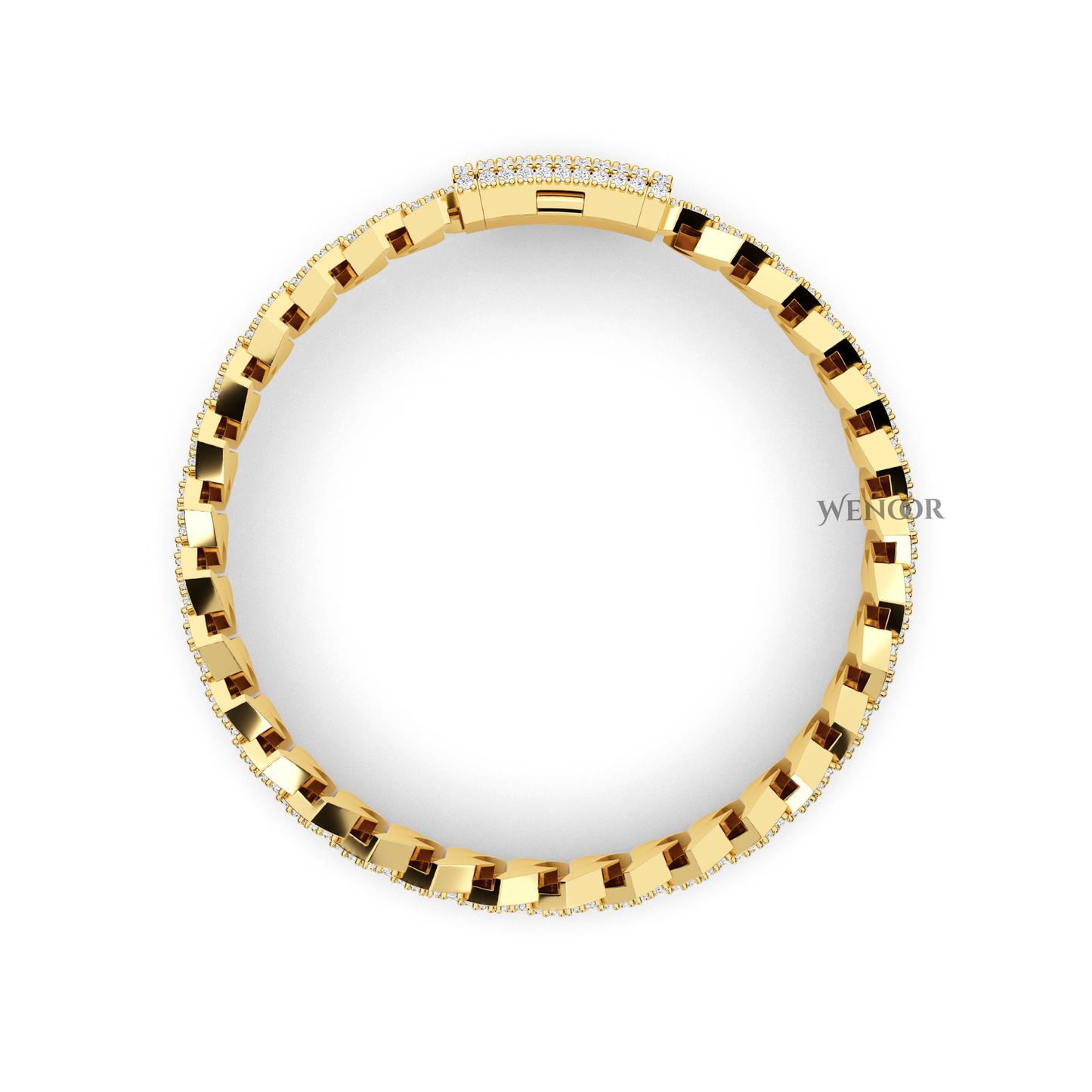 14K solid gold Miami Cuban link bracelet with lab diamonds, sparkling stones for luxurious unisex jewelry